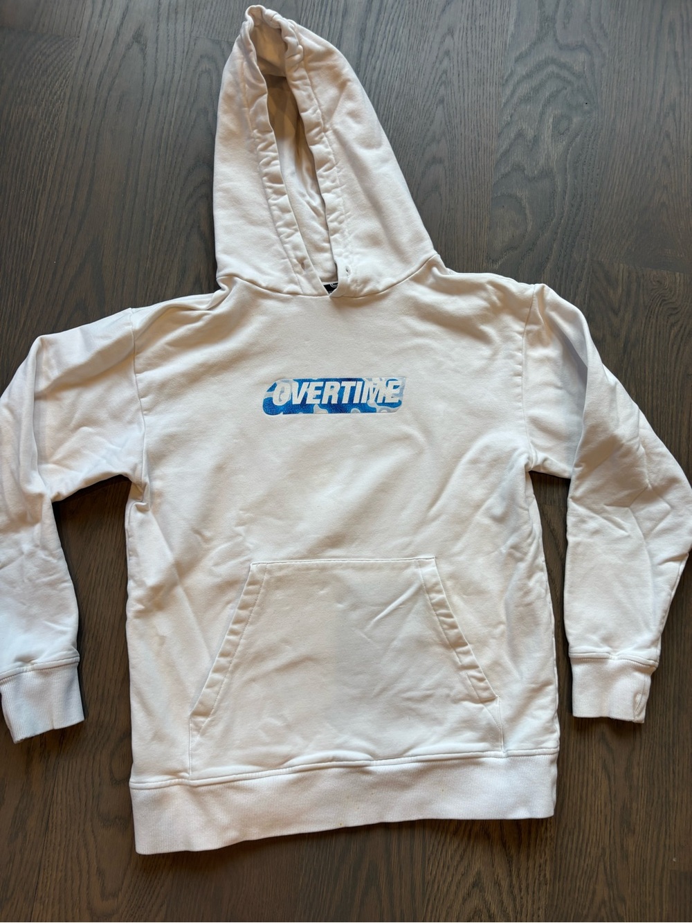 Overtime Logo White Hoodie - Men's Pullover Sweatshirt
